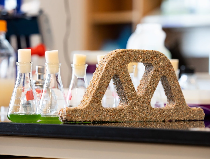 A block made from “living” building materials by CU Boulder’s Wil Srubar and his colleagues